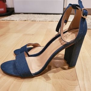 Glaze Blue Jean Strappy Block Heels